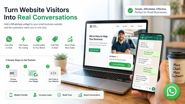 Small business owner replying to website leads through a WhatsApp widget